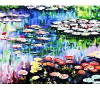 KUSTOM ART Poster mural décoratif série peintres célèbres Claude Monet nénuphars Impression artistique sur papier couché 40 x 30 cm sans cadre