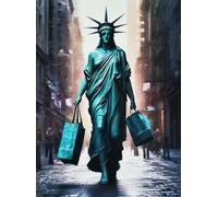 KUSTOM ART Poster mural décoratif Statue de la Liberté Shopping à New York Impression artistique sur papier couché 40 x 30 cm sans cadre