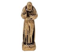 KUSTOM ART Santino Soprammobile Ornementale Statue religieuse Saint Padre Pio de Pietralcina Bénédiction en métal, couleur or, hauteur 12 cm