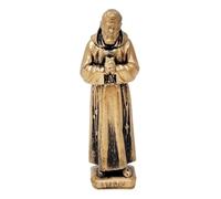 KUSTOM ART Santino Soprammobile Ornementale Statue Religieuse Saint Padre Pio de Pietralcina en métal doré Hauteur 12 cm