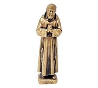 KUSTOM ART Santino Soprammobile Ornementale Statue Religieuse Saint Padre Pio de Pietralcina en métal doré Hauteur 17 cm