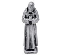 KUSTOM ART Santino Soprammobile Ornementale Statue religieuse Saint Padre Pio de Pietralcina en métal, couleur argent, hauteur 12 cm