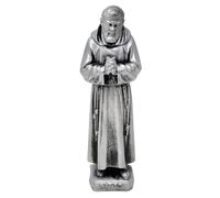 KUSTOM ART Santino Soprammobile Ornementale Statue religieuse Saint Padre Pio de Pietralcina en métal, couleur argent, hauteur 17 cm