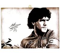 KUSTOM ART Tableau à carreaux style vintage Série Grands Champions sportifs Diego Armando Maradona Impression sur bois MDF 25x18 cm