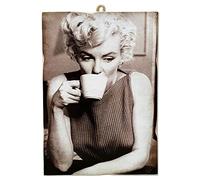 KUSTOM ART Tableau cadre style vintage série Acteurs et café Marilyn Monroe Impression sur bois 25x18 cm