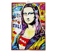 KUSTOM ART Tableau de style Street Art La Gioconda Monna Lisa L.Da Vinci Sampa sur bois 25 x 18 cm.