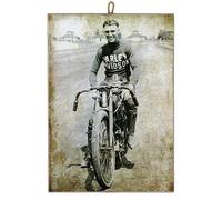 KUSTOM ART Tableau de style vintage Harley Davidson années 20, impression laser sur bois, haute qualité, fabriqué en Italie, idée cadeau