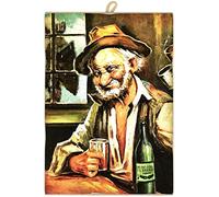 KUSTOM ART Tableau de style vintage Le buveur de Théomondo Scrophale de collection Impression sur bois. Pour ameublement restaurant Pizzeria Bar Hôtel (petit (17 x 24))