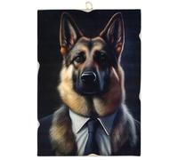 KUSTOM ART Tableau de style vintage série animaux Aristocratiques chien berger allemand de collection imprimé sur bois 25 x 18 cm
