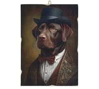 KUSTOM ART Tableau de style vintage série animaux Aristocratiques chien labrador de collection imprimé sur bois 25 x 18 cm