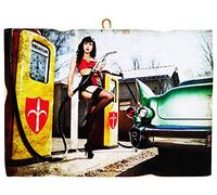 KUSTOM ART Tableau de style vintage série Pin Up en station de fourniture de collection Impression sur bois