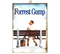 KUSTOM ART Tableau encadré style vintage Attori Famosi Tom Hanks in Forrest Gump. Impression sur bois 17 x 24 cm.