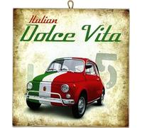 KUSTOM ART Tableau mural La Dolce Vita imprimé sur bois 23 x 23 cm.