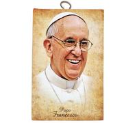KUSTOM ART Tableau mural motif motif vintage série Images sacrées Pape François Impression sur bois 15 x 10 cm