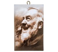 KUSTOM ART Tableau mural motif motif vintage série Images sacrées Saint Padre Pio Impression sur bois 15 x 10 cm