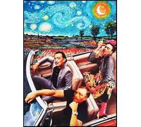 KUSTOM ART Tableau mural ou de table série Peintures célèbres La Nuit étoilée Parodie avec Salvador Dali Frida Kahlo et Vincent Van Gogh en machine impression artistique sur bois 30 x 21 cm