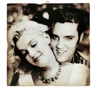 KUSTOM ART Tableau mural série Acteurs célèbres Marilyn Monroe Elvis Presley Impression sur bois 23 x 23 cm.