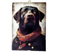 KUSTOM ART Tableau mural série animaux Aristocatiques chien élégant Labrador noir imprimé sur bois 25 x 18 cm