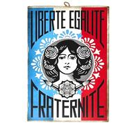 KUSTOM ART Tableau mural Série Symboles Patriotiques La Marseillais Libertè Egalitè Fraternitè Impression sur bois 25 x 18 cm.