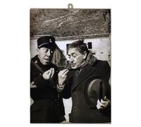 KUSTOM ART Tableau quadrillage style vintage série acteurs célèbres Fernandel Totò (Antonio De Curtis) imprimé sur bois 25 x 18 cm.