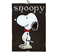 KUSTOM ART Tableau quadrillage style vintage série bande dessinée Snoopy chien Charlie Brown impression sur bois pour la décoration de la maison restaurant Pizzeria Trattoria Bar Hôtel (petit : 17 x