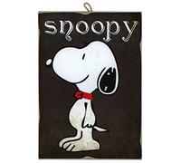 KUSTOM ART Tableau quadrillage style vintage série bande dessinée Snoopy chien de Charlie Brown de collection Impression laser sur bois de haute qualité Made in Italy - Idée cadeau 25 x 18 cm