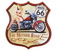 Kustom Art Tableau série Route US 66 style vintage de collection imprimé sur bois 24 x 22 cm.