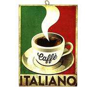 KUSTOM ART Tableau style vintage café italien de collection imprimé sur bois 10 x 15 cm.