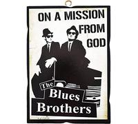 KUSTOM ART Tableau style vintage The Blues Brothers de collection imprimé sur bois 10 x 15 cm
