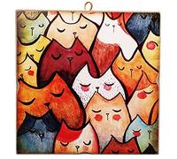 KUSTOM ART Tableau sur cadre style vintage sympathiques chats de collection Impression sur bois