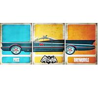 KUSTOM ART Tris Poster mural décoratif série BD Batman Vintage Batmobile 1966 Impression artistique sur papier couché 40 x 30 cm sans cadre