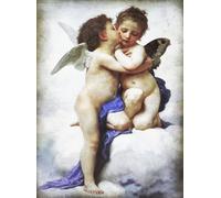 KUSTOM ART William Adolphe Bouguereau Affiche murale décorative de la série Peintures célèbres Amour et Psyché Enfants Impression sur papier couché 40 x 30 cm sans cadre