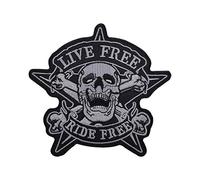 KUSTOM FACTORY Patch Skull Ride & Live Free 10,5 x 10 cm