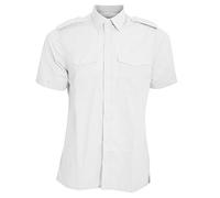 Kustom Kit - Chemise de pilote à manches courtes - Homme (Col 37cm) (Blanc)