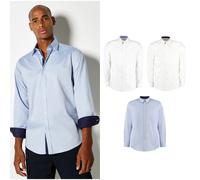 Kustom Kit contraste chemise à manches longues haut de gamme kk190-bouton col ve