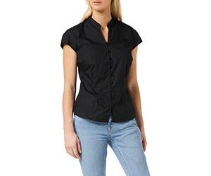 Kustom Kit Mandarin Collar Cap Sleeve By Kustom Kit, Blouse taille ajustée Col chemise italien Manches courtes Femme, Noir (Black Kk727-blk-20), 46 (Taille fabricant: 2XL)
