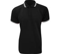 Kustom Kit Tipped Polo piqué pour homme, manches courtes BC613 (2XL) (Noir/Blanc)