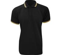 Kustom Kit Tipped Polo piqué pour homme, manches courtes BC613 (2XL) (Noir/Jaune soleil)