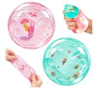 Kutakuta 2 Pièce Jouets Squishy Cube Boules, Cube De Glace Solide Sucre De Malt avec Coquillages & Étoiles Flottants Rempli Squishy Jouets Ball pour Enfants et Adultes Soulagement