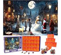 KutaKuta Calendrier de l'Avent 2024 Puzzle - Nuit de Noël enneigée, Puzzle de Noël - 1008 pièces Calendrier de Noël à rebours 24 jours Puzzle, Cadeaux de Noël - Jouet pour adultes et enfants