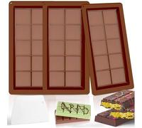 KutaKuta Lot de 3 moules à chocolat en silicone profonds avec spatule, moule à chocolat extra profond pour chocolat, praline, bonbons, chocolat moule, cuillère à thé