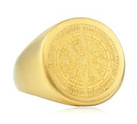KUTCEK Bague boussole vintage punk en acier titane pour homme - Style viking unique - Bague en acier inoxydable - Bijou Hip Hop, 7