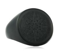 KUTCEK Bague boussole vintage punk en acier titane pour homme - Style viking unique - Bague en acier inoxydable - Bijou Hip Hop, 7
