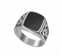 KUTCEK Bague carrée en acier titane d'inspiration punk avec colle goutte à goutte - Design totem tribal vintage accessoire idéal pour les hommes rétro, 9