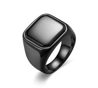 KUTCEK Bague carrée minimaliste pour homme en acier inoxydable Hip Hop géométrique surface plate bijoux cadeau pour petit ami mari, 10, Acier titane