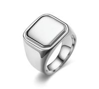 KUTCEK Bague carrée minimaliste pour homme en acier inoxydable Hip Hop géométrique surface plate bijoux cadeau pour petit ami mari, 7, Acier titane