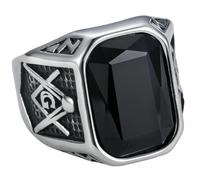 KUTCEK Bague de style britannique pour homme en acier titane et cristal rouge - Cadeau pour lui - Accessoire de mode urbain - Streetwear Hip Hop, 7, Acier inoxydable