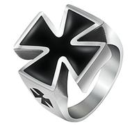 KUTCEK Bague en acier et résine de titane pour homme - Style vintage - Avec incrustation géométrique en résine - Cadeau idéal, 11, Acier inoxydable