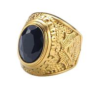 KUTCEK Bague en acier inoxydable avec tête de mort et chèvre pour homme - Bijou punk gothique en acier inoxydable avec pierre œil - Accessoire de mode tendance, 11, Acier titane