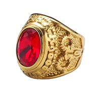 KUTCEK Bague en acier inoxydable avec tête de mort et chèvre pour homme - Bijou punk gothique en acier inoxydable avec pierre œil - Accessoire de mode tendance, 12, Acier titane